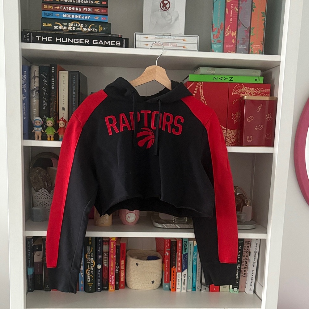 3/$30 EUC raptors fanatic women’s size L cropped embroidered hoodie